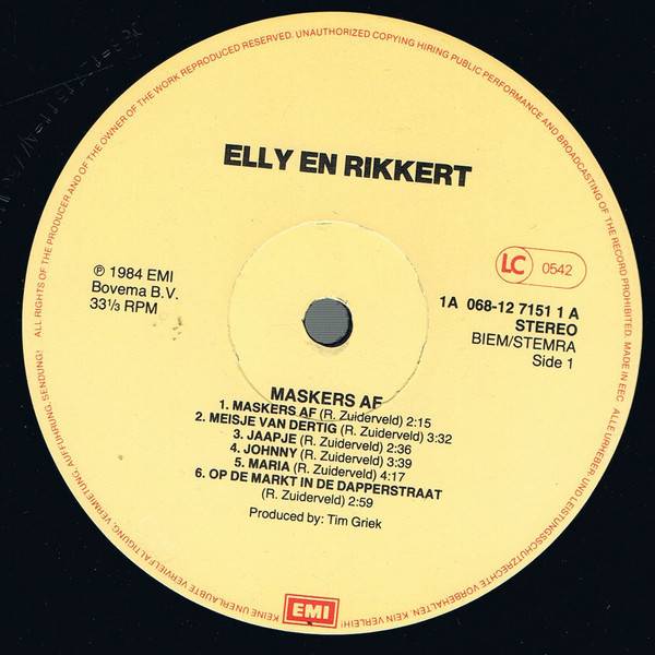 Elly and Rikkert Maskers Af : LP Label A